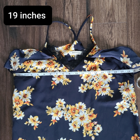 MONTEAU Navy Blue &Yellow  Floral Halter Dress - Picture 8 of 8